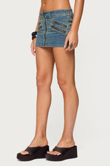 Ronan Zip Up Denim Mini Skort