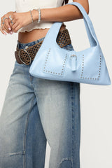 Edgy Studded Faux Leather Shoulder Bag