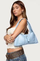 Edgy Studded Faux Leather Shoulder Bag