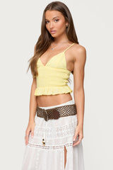 Evy Embroidered Peplum Scrunch Top