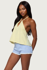 Oliviana Linen Look Halter Top