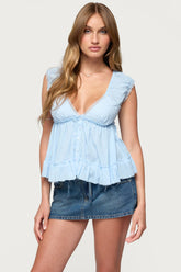 Gizelle Cotton V Neck Babydoll Top