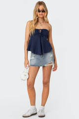 Tadria Drawstring Baby Doll Top