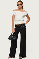 Reeva Polka Dot Fold Over Pants
