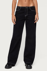Contrast Stitch Low Rise Jeans