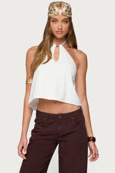 Oliviana Linen Look Halter Top