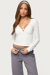 Lovisa V Neck Long Sleeve Top