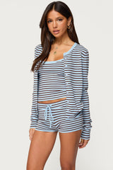 Lillian Striped Button Up Knit Cardigan