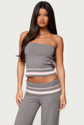 Kaliya Stripey Strapless Knit Top