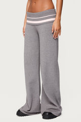 Kaliya Stripey Fold Over Knit Pants