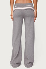 Kaliya Stripey Fold Over Knit Pants