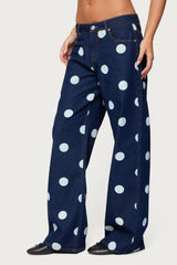 Leyah Polka Dot Low Rise Jeans