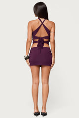 Maggi Knotted Backless Mesh Top