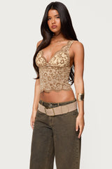 Araura Velvet Floral Sheer Top