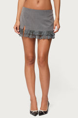 Mona Lacey Slit Pinstripe Mini Skort