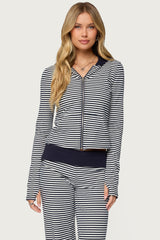 Meggy Striped Zip Up Hoodie