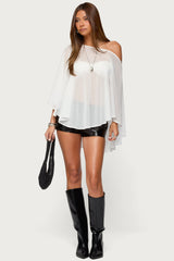 Sheer Chiffon Asymmetric Poncho