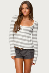 Lockie Striped Knit Babydoll Top