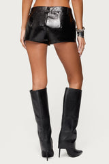 Matilde Faux Crocodile Leather Shorts