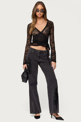 Medora Sheer Lace Wrap Top