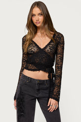 Medora Sheer Lace Wrap Top