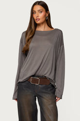 Oversized Semi Sheer Long Sleeve T Shirt