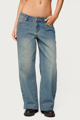 Petite Magda Low Rise Acid Wash Jeans