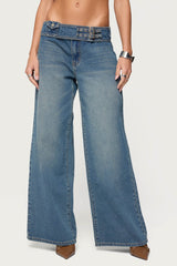 Double Buckle Low Rise Jeans