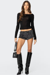 Leopard Ruffled Mesh Micro Shorts