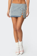 Bowdie Washed Denim Mini Skirt