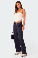 Nara Satin Effect Lace Up Corset