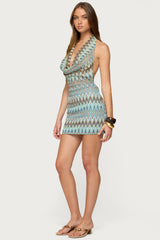 Ziggy Striped Backless Knit Mini Dress
