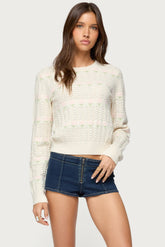 Emerie Flower Textured Knit Sweater