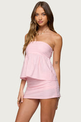 Avalai Linen Look Strapless Babydoll Top