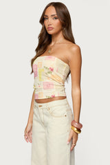 Cicilla Vintage Mixed Print Tube Top