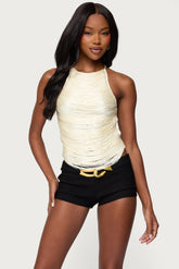 Kalana Crisscross Backless Fringed Top