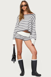 Saphi Striped Foldover Knit Shorts