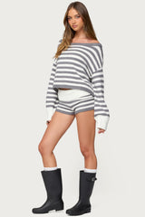 Saphi Striped Foldover Knit Shorts