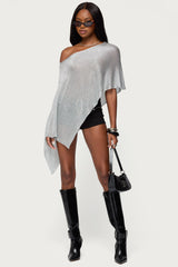 Azalia Asymmetric Knit Poncho