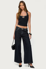 Coraline Button Cutout Halter Top