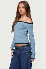 Kezzie Contrast Off Shoulder Knit Top