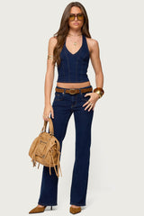 Jemima Contrast Stitch Low Rise Jeans