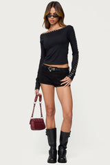 Zaina Hook & Eye Boat Neck Top