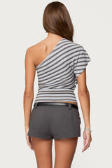 Asymmetric Striped One Shoulder Top