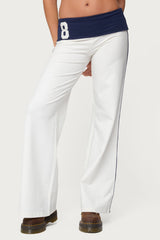 8 Contrast Fold Over Wide Leg Pants