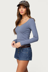 Moreen Ribbed Long Sleeve T Shirt