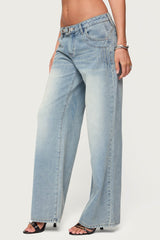 Celia Grommet Washed Low Rise Jeans