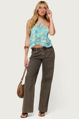 Dragon Lily Layered Chiffon Halter Top