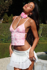 Pia Sequin Floral Backless Top