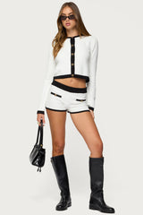 Mara Contrast Textured Knit Shorts